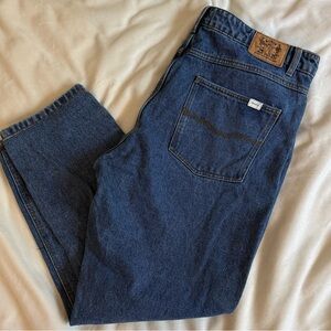 Classic Straight-Leg Men's Jeans in Dark Blue Denim